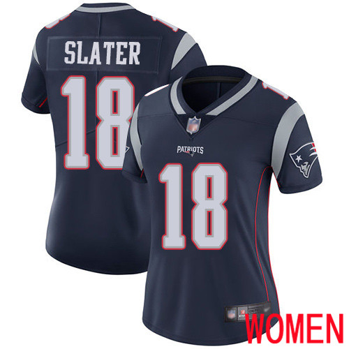 New England Patriots Football #18 Vapor Limited Navy Blue Women Matthew Slater Home NFL Jersey
